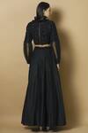 Shop_J By Jannat_Black Cotton Silk V-shaped Skirt Set  _at_Aza_Fashions