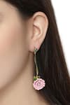 Buy_Brashbug_Pink Stone Floral Dangler Earrings_at_Aza_Fashions