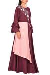 Nazaakat By Samara Singh_Wine Muslin Embroidered Anarkali_Online_at_Aza_Fashions