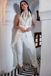 Buy_Gaurav Gupta_Off White Crepe Embroidered Pant Set_at_Aza_Fashions