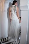 Shop_Gaurav Gupta_Off White Crepe Embroidered Pant Set_at_Aza_Fashions