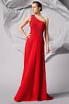 Buy_Gaurav Gupta_Red Neoprene One Shoulder Gown_at_Aza_Fashions