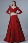 Buy_Gaurav Gupta_Red Crepe Embellished Lehenga Set_at_Aza_Fashions