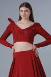 Gaurav Gupta_Red Crepe Embellished Lehenga Set_Online_at_Aza_Fashions