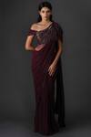 Buy_Gaurav Gupta_Purple Georgette Embellished Draped Saree Gown_at_Aza_Fashions