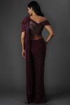 Shop_Gaurav Gupta_Purple Georgette Embellished Draped Saree Gown_at_Aza_Fashions