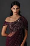 Gaurav Gupta_Purple Georgette Embellished Draped Saree Gown_Online_at_Aza_Fashions