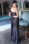 Shop_Gaurav Gupta_Black Draped Saree Gown_at_Aza_Fashions