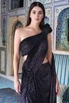 Gaurav Gupta_Black Draped Saree Gown_Online_at_Aza_Fashions