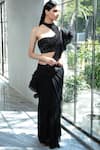 Buy_Gaurav Gupta_Black Organza Pre-draped Saree With Blouse_at_Aza_Fashions