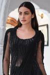 Shop_Gaurav Gupta_Black Georgette Embellished Saree Gown_at_Aza_Fashions
