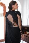 Gaurav Gupta_Black Georgette Embellished Saree Gown_Online_at_Aza_Fashions