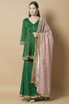 Buy_Aekatri_Green Banarasi Kurta Sharara Set_at_Aza_Fashions