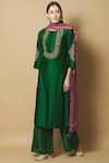 Buy_Aekatri_Green Chanderi Silk Kurta Palazzo Set_at_Aza_Fashions