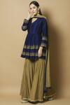 Buy_Aekatri_Blue Chanderi Silk Kurta Sharara Set_at_Aza_Fashions
