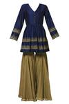 Buy_Aekatri_Blue Chanderi Silk Kurta Sharara Set_Online_at_Aza_Fashions