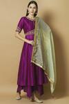 Buy_Aekatri_Purple Chanderi Kurta Palazzo Set_Online_at_Aza_Fashions