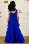 Shop_Pinkcow designs pvt ltd_Blue Raw Silk Printed Flared Party Gown For Girls_at_Aza_Fashions