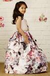 Pinkcow designs pvt ltd_Peach Raw Silk Printed Party Gown _Online_at_Aza_Fashions