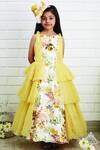 Buy_Pinkcow designs pvt ltd_Yellow Georgette Printed Tiered Gown _at_Aza_Fashions