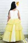 Shop_Pinkcow designs pvt ltd_Yellow Georgette Printed Tiered Gown _at_Aza_Fashions