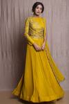 Buy Rishi And Soujit Yellow Raw Silk, Georgette Round Pleated Lehenga Set at Aza Fashions Buy_Rishi And Soujit_Yellow Raw Silk, Georgette Round Pleated Lehenga Set_at_Aza_Fashions