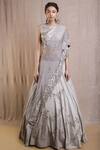 Buy_Rishi and Soujit_Grey Silk Round Lehenga Set  _at_Aza_Fashions