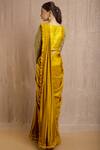 Shop_Rishi and Soujit_Yellow Raw Silk Boat Pre-draped Saree With Blouse  _at_Aza_Fashions