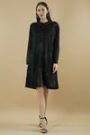 Buy_Yavi_Black Wool Band Collar Textured Shirt Dress _at_Aza_Fashions