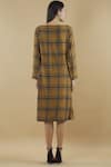 Shop_Yavi_Yellow Wool Round Checkered Midi Dress  _at_Aza_Fashions