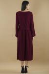 Shop_Yavi_Purple Wool Round Pleated Midi Dress _at_Aza_Fashions