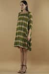 Buy_Yavi_Green Wool Round Checkered Short Dress  _Online_at_Aza_Fashions