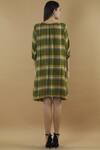 Shop_Yavi_Green Wool Round Checkered Short Dress  _at_Aza_Fashions