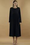 Shop_Yavi_Black Wool Round Flared Midi Dress _Online_at_Aza_Fashions