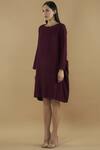 Buy_Yavi_Purple Wool Round Flared Dress _Online_at_Aza_Fashions