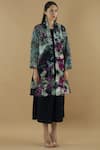 Yavi_Multi Color Silk Velvet Long Jacket  _Online_at_Aza_Fashions