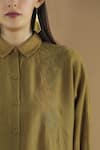 Yavi Yellow Wool Spread Collar Embroidered Shirt at Aza Fashions Yavi_Yellow Wool Spread Collar Embroidered Shirt _at_Aza_Fashions