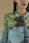 Yavi_Multi Color Silk Spread Collar Printed Shirt _at_Aza_Fashions