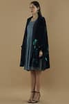 Buy_Yavi_Blue Silk Velvet Stand Fall Collar Jacket _Online_at_Aza_Fashions