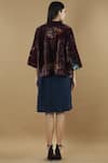 Shop_Yavi_Wine Silk Velvet Printed Jacket _at_Aza_Fashions