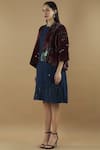 Buy_Yavi_Wine Silk Velvet Printed Jacket _Online_at_Aza_Fashions