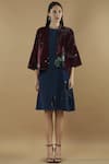 Shop_Yavi_Wine Silk Velvet Printed Jacket _Online_at_Aza_Fashions