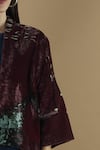 Yavi_Wine Silk Velvet Printed Jacket _at_Aza_Fashions