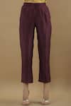 Shop_Yavi_Maroon Silk Embroidered Pants_at_Aza_Fashions