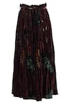 Shop_Yavi_Wine Silk Velvet Pleated Pants  _at_Aza_Fashions