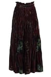 Yavi_Wine Silk Velvet Pleated Pants  _Online_at_Aza_Fashions