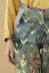 Buy_Yavi_Grey Silk Printed Pants_Online_at_Aza_Fashions