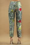 Yavi_Grey Silk Printed Pants_Online_at_Aza_Fashions