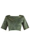 Shop_Yavi_Green Silk Round Textured Top _Online_at_Aza_Fashions