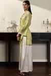 Shop_Varun Bahl_Green Satin Organza Band Embroidered Jacket And Pant Set  _at_Aza_Fashions